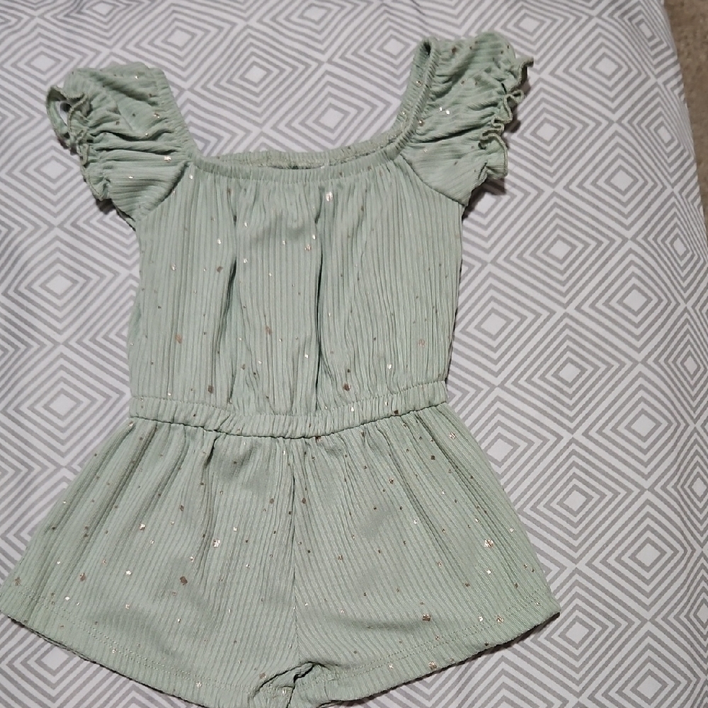 Kids Green Ruffled Romper